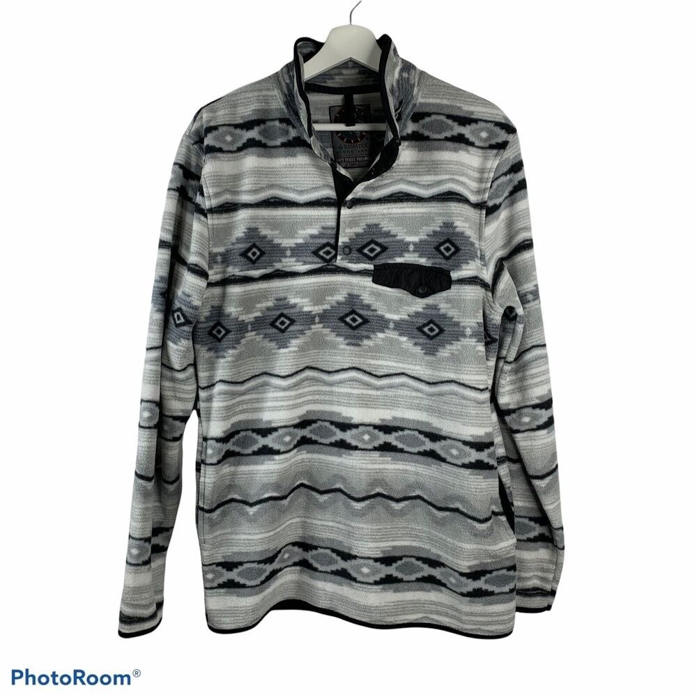 Cabin Fever Sz M Cozy Fleece 1/4 Snap Pullover Long Sleeve Striped Shirt Women's
